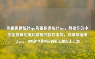 彩票数据统计app彩票数据统计app，解锁你的中奖密码自动统计数据的软件中网，彩票数据统计app，解锁中奖密码的自动统计工具，彩票数据统计APP，解锁中奖密码的自动统计工具