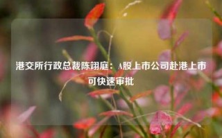 港交所行政总裁陈翊庭：A股上市公司赴港上市可快速审批