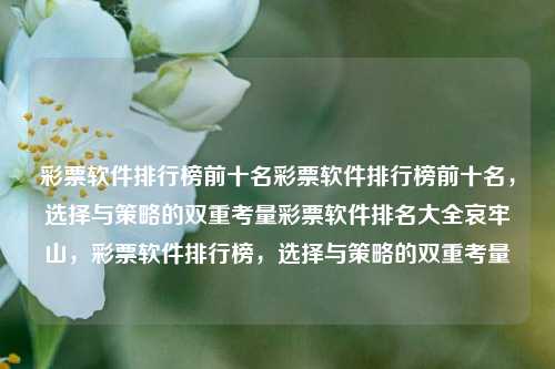 彩票软件排行榜前十名彩票软件排行榜前十名，选择与策略的双重考量彩票软件排名大全哀牢山，彩票软件排行榜，选择与策略的双重考量，彩票软件排行榜，选择与策略的双重考量——前十名软件大盘点-第1张图片-彩票联盟