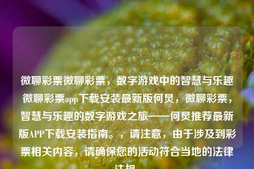 微聊彩票微聊彩票，数字游戏中的智慧与乐趣微聊彩票app下载安装最新版何炅，微聊彩票，智慧与乐趣的数字游戏之旅——何炅推荐最新版APP下载安装指南。，请注意，由于涉及到彩票相关内容，请确保您的活动符合当地的法律法规。，智慧与乐趣并存，何炅推荐的合法数字游戏APP微聊彩票下载指南。，既体现了文章的主题微聊彩票和智慧与乐趣，又强调了何炅的推荐，同时也提醒了读者注意遵守当地的法律法规。希望这个标题符合您的要求。-第1张图片-彩票联盟