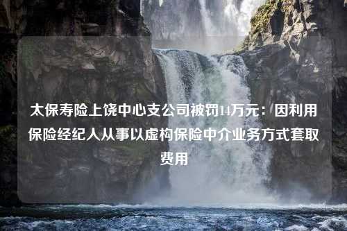 太保寿险上饶中心支公司被罚14万元：因利用保险经纪人从事以虚构保险中介业务方式套取费用