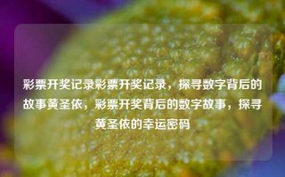 彩票开奖记录彩票开奖记录，探寻数字背后的故事黄圣依，彩票开奖背后的数字故事，探寻黄圣依的幸运密码，彩票开奖背后的数字故事，探寻黄圣依的幸运密码