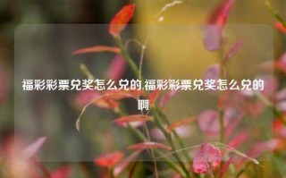 福彩彩票兑奖怎么兑的,福彩彩票兑奖怎么兑的啊