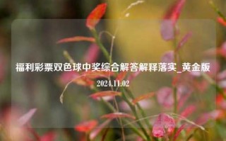 福利彩票双色球中奖综合解答解释落实_黄金版2024.11.02