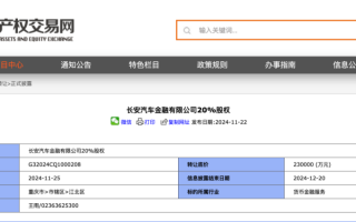 头部汽车金融20%股权，公开挂牌！