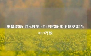 重塑能源11月28日至12月3日招股 拟全球发售约482.79万股