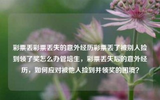 彩票丢彩票丢失的意外经历彩票丢了被别人捡到领了奖怎么办管培生，彩票丢失后的意外经历，如何应对被他人捡到并领奖的困境？，彩票遗失，意外经历与应对他人冒领奖的困境