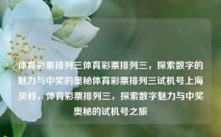 体育彩票排列三体育彩票排列三，探索数字的魅力与中奖的奥秘体育彩票排列三试机号上海贝岭，体育彩票排列三，探索数字魅力与中奖奥秘的试机号之旅，体育彩票排列三，探索数字魅力与中奖奥秘的试机号之旅