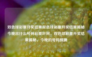 双色球彩票开奖结果双色球彩票开奖结果揭秘今晚出什么号码彩票叶珂，双色球彩票开奖结果揭秘，今晚的号码预测，双色球彩票开奖结果预测与揭秘，今晚号码预测揭晓