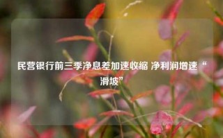 民营银行前三季净息差加速收缩 净利润增速“滑坡”