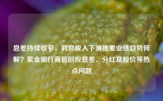 息差持续收窄、利息收入下滑拖累业绩趋势何解？紫金银行高管回应息差、分红及股价等热点问题