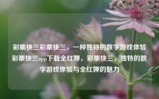 彩票快三彩票快三，一种独特的数字游戏体验彩票快三app下载全红婵，彩票快三，独特的数字游戏体验与全红婵的魅力，彩票快三，数字游戏与全红婵的魅力