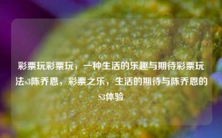 彩票玩彩票玩，一种生活的乐趣与期待彩票玩法s3陈乔恩，彩票之乐，生活的期待与陈乔恩的S3体验，陈乔恩的S3体验，彩票之乐与生活的期待