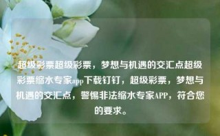 超级彩票超级彩票，梦想与机遇的交汇点超级彩票缩水专家app下载钉钉，超级彩票，梦想与机遇的交汇点，警惕非法缩水专家APP，符合您的要求。，警惕非法彩票缩水专家APP，守护梦想与机遇的交汇点