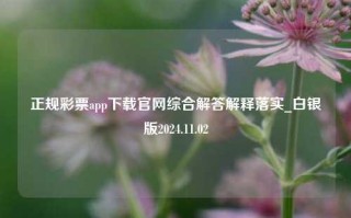 正规彩票app下载官网综合解答解释落实_白银版2024.11.02