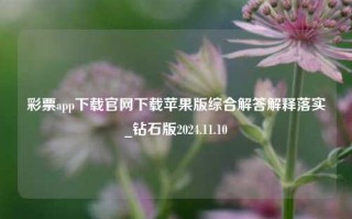 彩票app下载官网下载苹果版综合解答解释落实_钻石版2024.11.10