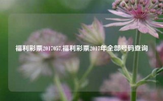 福利彩票2017057,福利彩票2017年全部号码查询