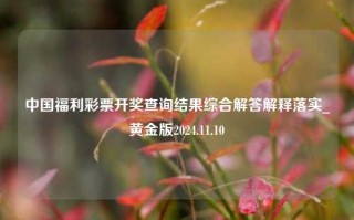 中国福利彩票开奖查询结果综合解答解释落实_黄金版2024.11.10