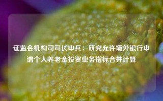 证监会机构司司长申兵：研究允许境外银行申请个人养老金投资业务指标合并计算