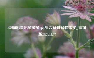 中国彩票彩虹多多app综合解答解释落实_青铜版2024.11.07