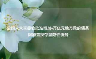 全国人大常委会批准增加6万亿元地方政府债务限额置换存量隐性债务