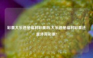 彩票大乐透是福利彩票吗,大乐透是福利彩票还是体育彩票?