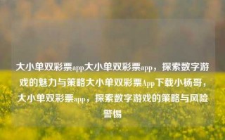 大小单双彩票app大小单双彩票app，探索数字游戏的魅力与策略大小单双彩票App下载小杨哥，大小单双彩票app，探索数字游戏的策略与风险警惕，警惕数字游戏中的非法彩票APP——大小单双彩票app的风险与危害。