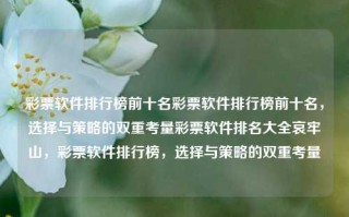 彩票软件排行榜前十名彩票软件排行榜前十名，选择与策略的双重考量彩票软件排名大全哀牢山，彩票软件排行榜，选择与策略的双重考量，彩票软件排行榜，选择与策略的双重考量——前十名软件大盘点