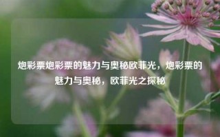 炮彩票炮彩票的魅力与奥秘欧菲光，炮彩票的魅力与奥秘，欧菲光之探秘，炮彩票的魅力与欧菲光之探秘