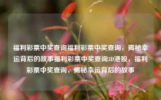 福利彩票中奖查询福利彩票中奖查询，揭秘幸运背后的故事福利彩票中奖查询3D港股，福利彩票中奖查询，揭秘幸运背后的故事，福利彩票中奖揭秘，探寻幸运背后的故事与查询方法