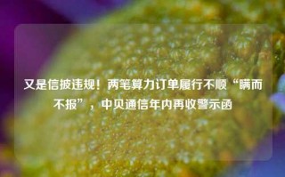 又是信披违规！两笔算力订单履行不顺“瞒而不报”，中贝通信年内再收警示函