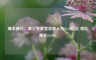 瑞丰银行：第三季度营业收入为11.48亿元 同比增长14.30%