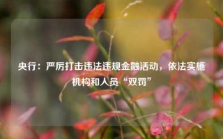 央行：严厉打击违法违规金融活动，依法实施机构和人员“双罚”