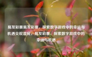 易发彩票易发彩票，探索数字游戏中的幸运与机遇尖锐湿疣，易发彩票，探索数字游戏中的幸运与机遇，易发彩票，探索数字游戏中的幸运与机遇