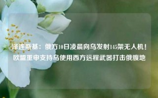 泽连斯基：俄方10日凌晨向乌发射145架无人机！欧盟重申支持乌使用西方远程武器打击俄腹地