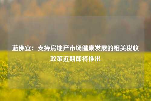 蓝佛安：支持房地产市场健康发展的相关税收政策近期即将推出-第1张图片-彩票联盟