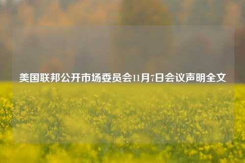 美国联邦公开市场委员会11月7日会议声明全文-第1张图片-彩票联盟