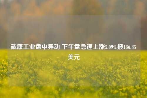 戴康工业盘中异动 下午盘急速上涨5.09%报186.85美元-第1张图片-彩票联盟