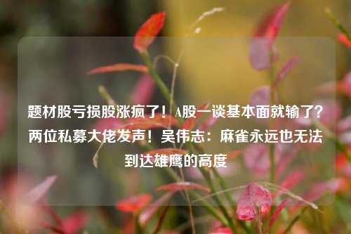 题材股亏损股涨疯了！A股一谈基本面就输了？两位私募大佬发声！吴伟志：麻雀永远也无法到达雄鹰的高度-第1张图片-彩票联盟