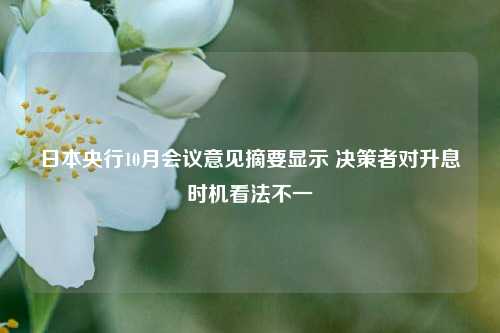 日本央行10月会议意见摘要显示 决策者对升息时机看法不一-第1张图片-彩票联盟