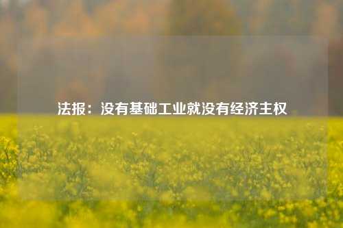 法报：没有基础工业就没有经济主权-第1张图片-彩票联盟