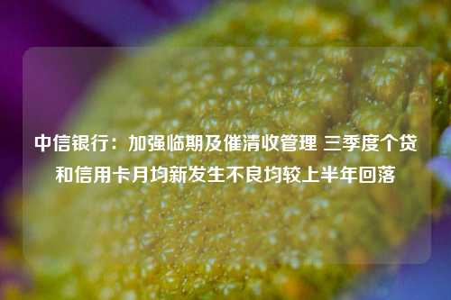 中信银行：加强临期及催清收管理 三季度个贷和信用卡月均新发生不良均较上半年回落-第1张图片-彩票联盟