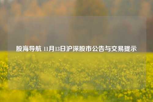 股海导航 11月13日沪深股市公告与交易提示-第1张图片-彩票联盟