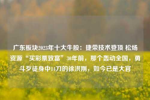 广东板块2023年十大牛股：捷荣技术登顶 松炀资源“买彩票致富”30年前，那个轰动全国，勇斗歹徒身中14刀的徐洪刚，如今已是大官-第1张图片-彩票联盟