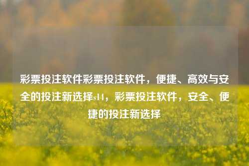 彩票投注软件彩票投注软件，便捷、高效与安全的投注新选择s14，彩票投注软件，安全、便捷的投注新选择，安全便捷的彩票投注软件，合法、高效的选择，既体现了您提供的内容，也强调了该软件的合法性。希望符合您的要求。-第1张图片-彩票联盟