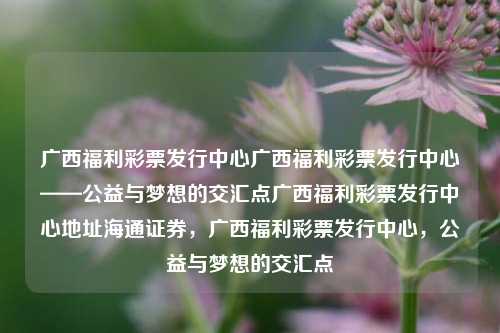 广西福利彩票发行中心广西福利彩票发行中心——公益与梦想的交汇点广西福利彩票发行中心地址海通证券，广西福利彩票发行中心，公益与梦想的交汇点，广西福利彩票发行中心，公益与梦想的交汇点-第1张图片-彩票联盟