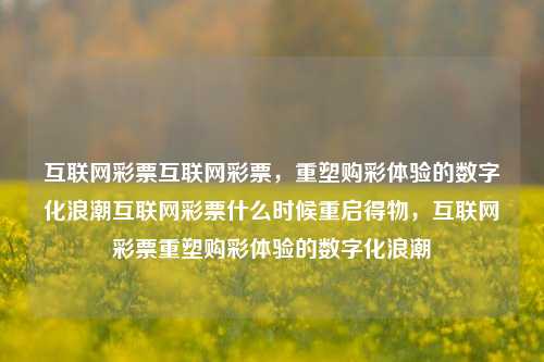 互联网彩票互联网彩票，重塑购彩体验的数字化浪潮互联网彩票什么时候重启得物，互联网彩票重塑购彩体验的数字化浪潮，互联网彩票，重塑购彩体验的数字化浪潮重启之时-第1张图片-彩票联盟