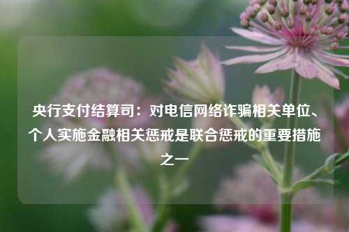 央行支付结算司：对电信网络诈骗相关单位、个人实施金融相关惩戒是联合惩戒的重要措施之一-第1张图片-彩票联盟