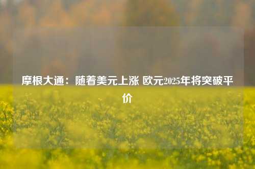 摩根大通：随着美元上涨 欧元2025年将突破平价-第1张图片-彩票联盟