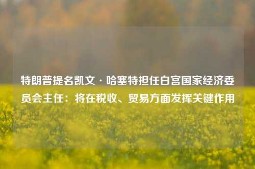 特朗普提名凯文·哈塞特担任白宫国家经济委员会主任：将在税收、贸易方面发挥关键作用-第1张图片-彩票联盟